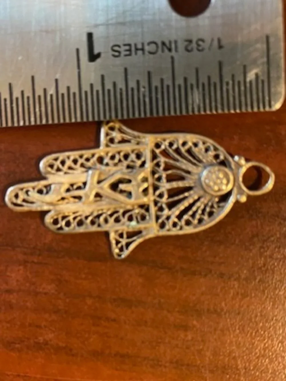 Sterling Silver Filigree Hamsa Marked Israel 935 Protective Amulet